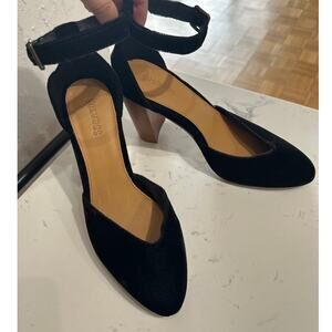 Soludos Collette Heels, Black Velvet D'Orsay Stacked Heels, Size 8.5, NWOT